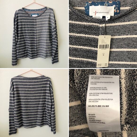 By Anthropologie Devin Textured Sweatshirt Stripe - Picture 4 of 8
